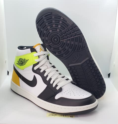Nike Air Jordan 1 High Golf Shoe White Black Volt Gold Men sz 12 NEW DQ0660-105