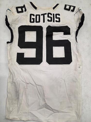 Jaguars ADAM GOTSIS #96 Game Used GU Football Jersey 10-19-23 vs Saints WHITE