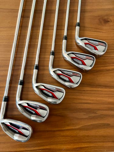 Men's TaylorMade Aeroburner HL Right Handed Iron Set Stiff Flex 6 Pieces Steel Shaft (Used)