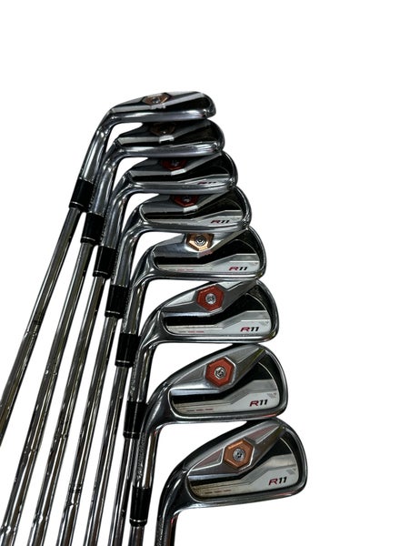 Men's TaylorMade R11 Left Hand Iron Set Stiff Flex (8 Clubs) #4 - #9, PW, GW Steel Shaft (Used)