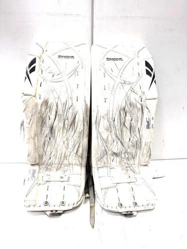 Used Reebok REVOKE 35 PLUS 1 Goalie Leg Pads Senior White 35" 11860-S000296775