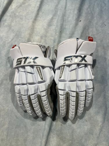 White STX Surgeon RZR2 Lacrosse Gloves Large (Used)