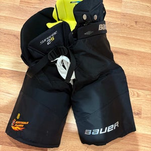Junior Large Bauer Supreme 2S Hockey Pants With #8 Flames Logo (New)