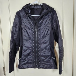 Athleta Rock Ridge Primaloft Black Quilted Hood Zip Hip Length Jacket Size: S