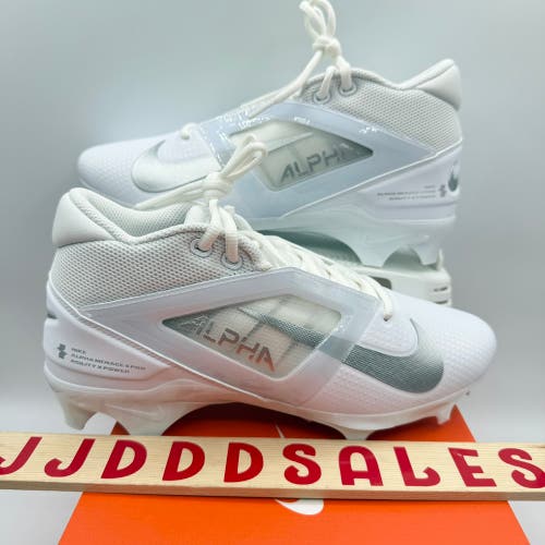 Nike Alpha Menace 4 Pro Football Cleats White Silver FD7037-101 Men’s Sz 10 NIB
New With Box