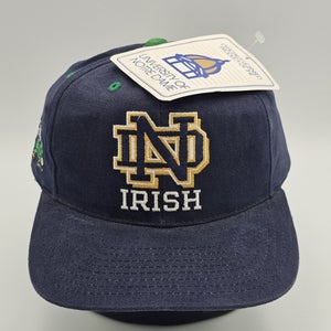 NEW Vintage Notre Dame College Sports NCAA Plain Logo Blackhead Hat Snapback