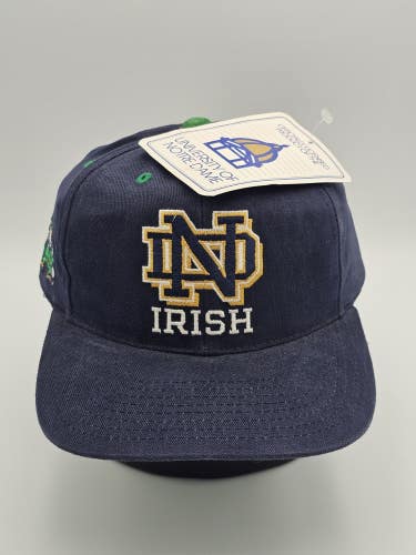 NEW Vintage Notre Dame College Sports NCAA Plain Logo Blackhead Hat Snapback