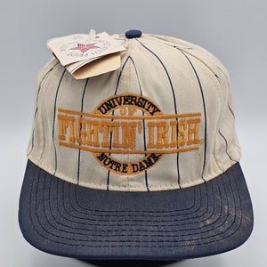 NEW Vintage Notre Dame NCAA College Sports Pinstripe Spellout Hat Cap Snapback