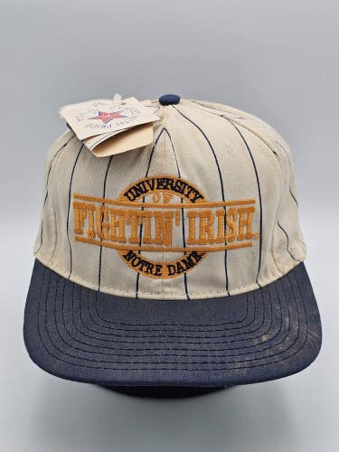 NEW Vintage Notre Dame NCAA College Sports Pinstripe Spellout Hat Cap Snapback