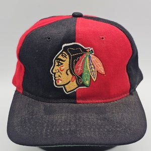 Vintage Chicago Blackhawks Starter 100% Wool 1990s Pinwheel NHL Hat Snapback
