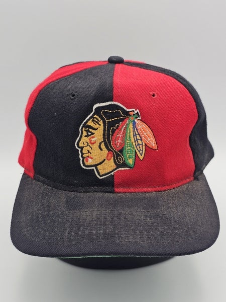 Vintage Chicago Blackhawks Starter 100% Wool 1990s Pinwheel NHL Hat Snapback