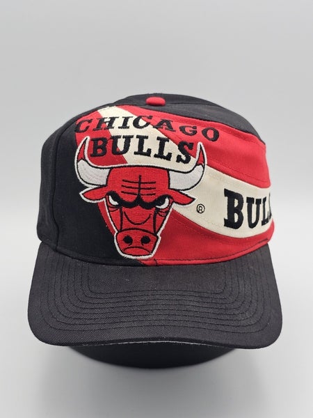 Vintage 1990s Chicago Bulls NBA Sports Swirl Twill Hat Vtg Big Logo Snapback