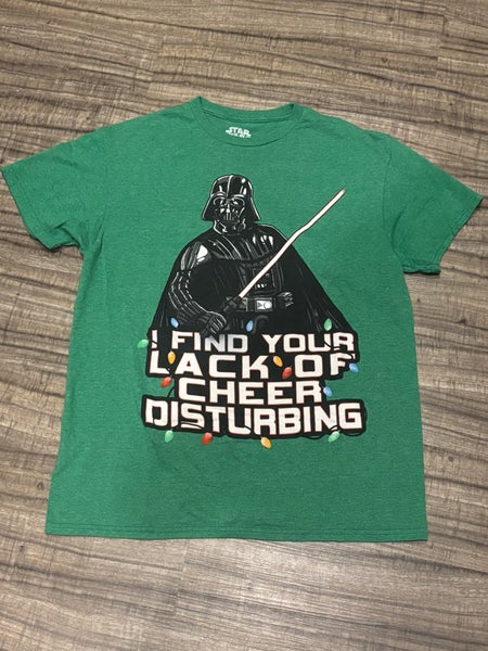 Disney Star Wars Christmas Themed Short Sleeve Shirt Adult Medium Green