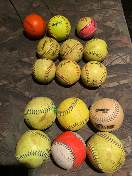 Softball (Used) ( Two New) Pack Of 15 Softball Balls