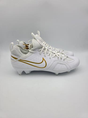 Nike Huarache 9 Varsity LAX 'White Metallic Vivid Gold' Lacrosse Cleats Mens Size 11 FD0090-100
