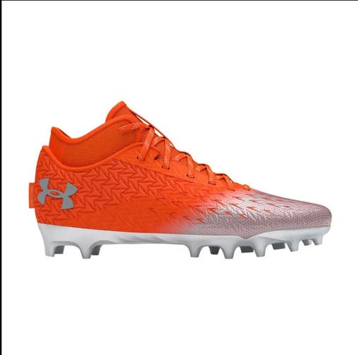 New men's 13 Under Armour Spotlight clone 4 MC orange/silver 3027977 800 football/lacrosse cleats