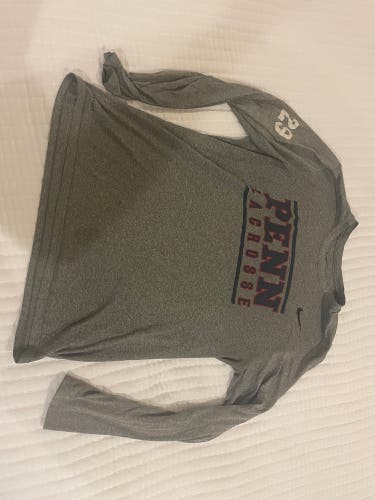 Long Sleeve Nike Dri-Fit UPenn Mens Lacrosse Team Issued Shirt