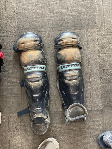 Used Easton ELITE X Catchers Leg Guards Navy Blue Youth 11614-S000220427