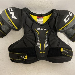 Used CCM TACKS 9040 Junior Shoulder Pads Black And Yellow SM 11855-S000190033