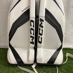 White 26" Youth CCM YTFLEX 3 Goalie Leg Pads (New)