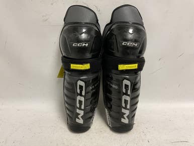 Used CCM TACKS AS580 Junior Shin Guards Black And Optic Yellow 13" 11855-S000189976