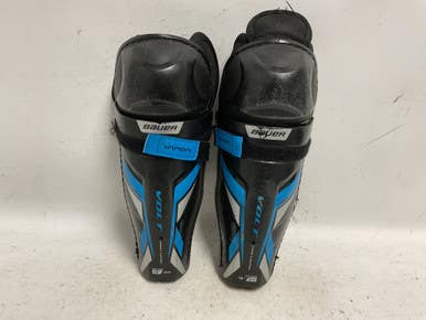 Used Bauer VAPOR VOLT Youth Shin Guards Black And Royal Blue 10" 11855-S000189972