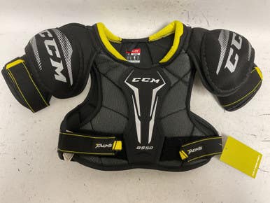 Used CCM TACKS 9550 Junior Shoulder Pads Black And Yellow MD 11855-S000189905