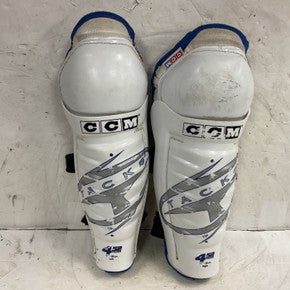 Used CCM 452 TACKS *AS-IS* Junior Shin Guards White And Royal Blue 11" 11855-S000189859