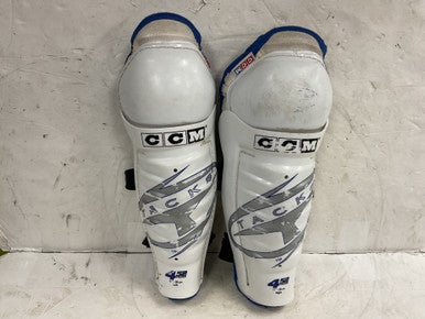 Used CCM 452 TACKS *AS-IS* Junior Shin Guards White And Royal Blue 11" 11855-S000189859