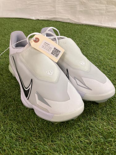 White Men's Size M 11.5 (W 12.5) Adult Nike Force Zoom Trout 8 Pro Low Top Footwear Metal (Used)