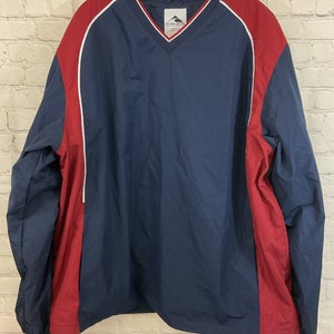 Augusta Sportswear 3745 Adult's 100% Polyester Pullover Windbreaker Navy Red XL