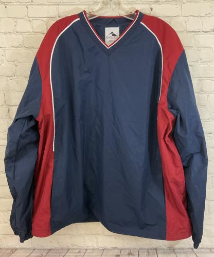 Augusta Sportswear 3745 Adult's 100% Polyester Pullover Windbreaker Navy Red XL