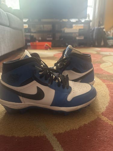 Blue Men's Size M 10.0 (W 11.0) Adult Air Jordan High Top Molded Cleats (Used)