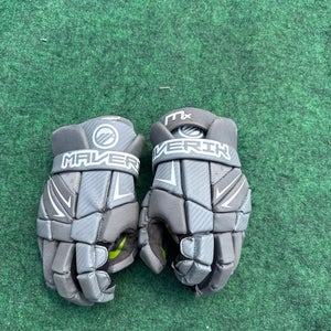 Gray Maverik MX Lacrosse Gloves | Medium 12" (Used)