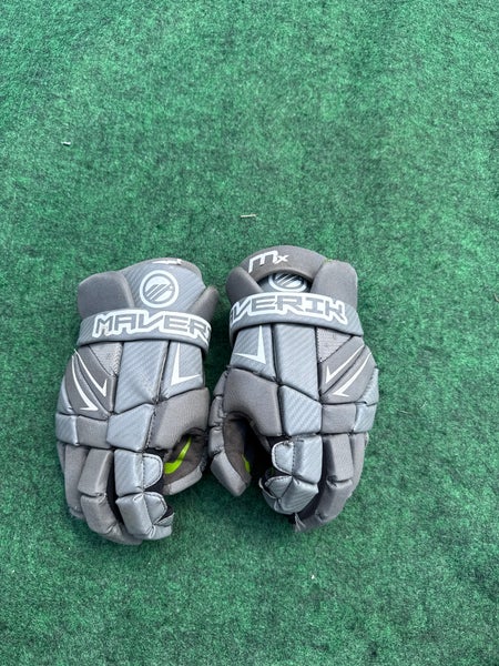 Gray Maverik MX Lacrosse Gloves | Medium 12" (Used)