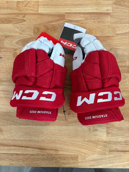 Detroit Red Wings Stadium Series CCM HG12 Gloves Pro Stock (Multiple Sizes)