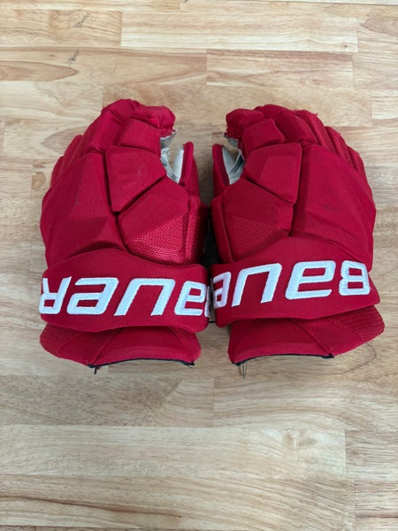 Detroit Red Wings Edvinsson Game Worn Bauer Vapor Hyperlite Gloves 13" Pro Stock (Used)