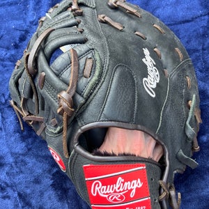 Black Rawlings Premium Series RH First Base Baseball Glove 12.5" (Used)