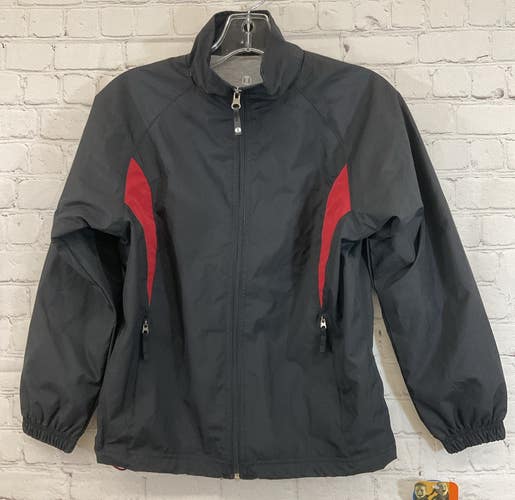 Holloway 40012 Youth's 100% Polyester Shell Windbreaker Jacket Black Red Medium