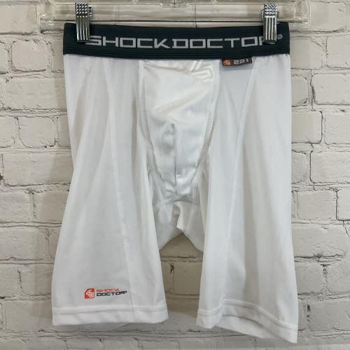 Shock Doctor 221 Boy's Core Compression Shorts White Grey XL