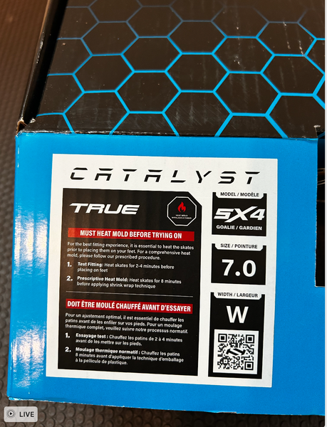 2025 True Catalyst 5X4 Hockey Skates Wide Width 7 (New)
