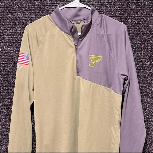 St Louis Blues Army Green Level Wear Quarter Zip Pullover (Size Small)