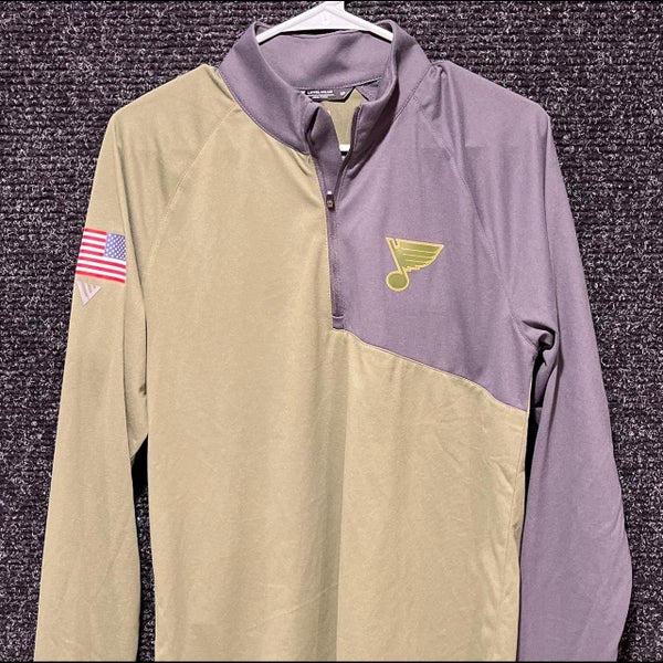 St Louis Blues Army Green Level Wear Quarter Zip Pullover (Size Small)