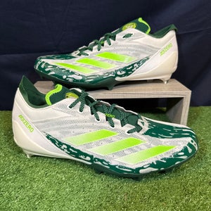 New Adidas Adizero Electric Speed Juice Cloud White/Dark Green Men’s Sz 12 Molded Football Cleats