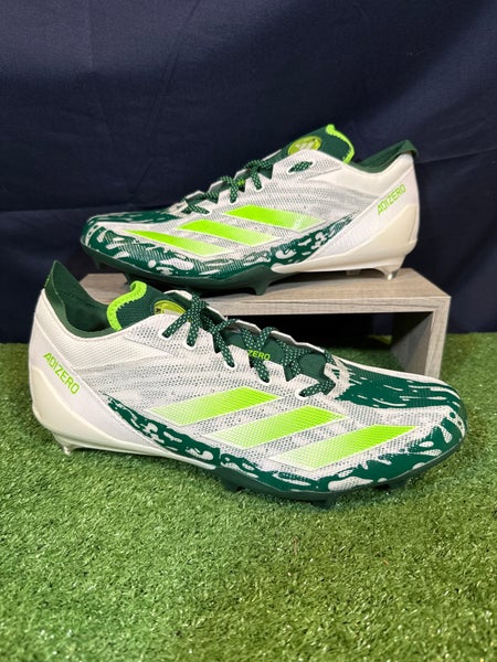 New Adidas Adizero Electric Speed Juice Cloud White/Dark Green Men’s Sz 12 Molded Football Cleats