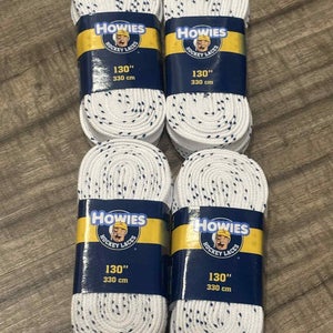 Lot of 4 Pairs Howies Hockey White Skate Laces Non Waxed, Size 130”