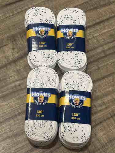Lot of 4 Pairs Howies Hockey White Skate Laces Non Waxed, Size 130”