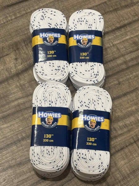 Lot of 4 Pairs Howies Hockey White Skate Laces Non Waxed, Size 130”