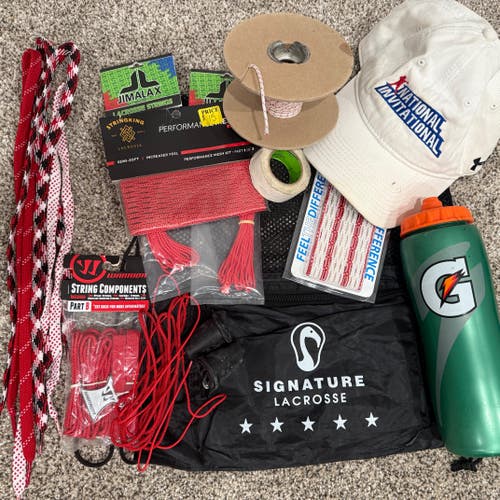 BUNDLE Lacrosse Stringing Supplies + Free Bag Red