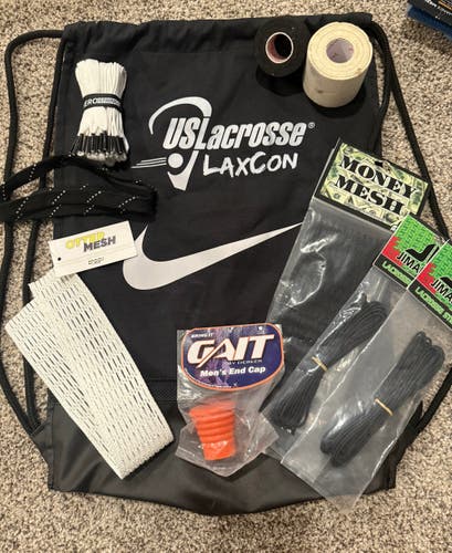 BUNDLE Lacrosse Stringing Supplies + Free Bag Black Nike